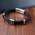 Black Double Braided Men Leather Bracelet-Leather Bracelet-Auswara