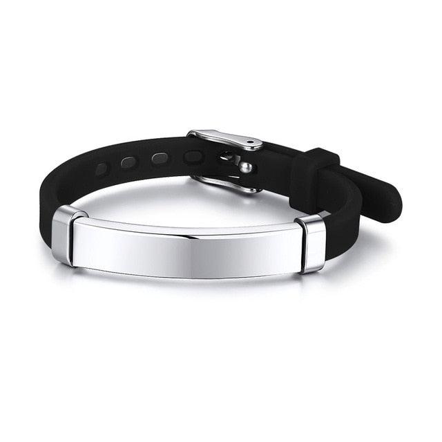 Black Engravable Silicone ID Bracelet for Kids-Identification Bracelet-Auswara
