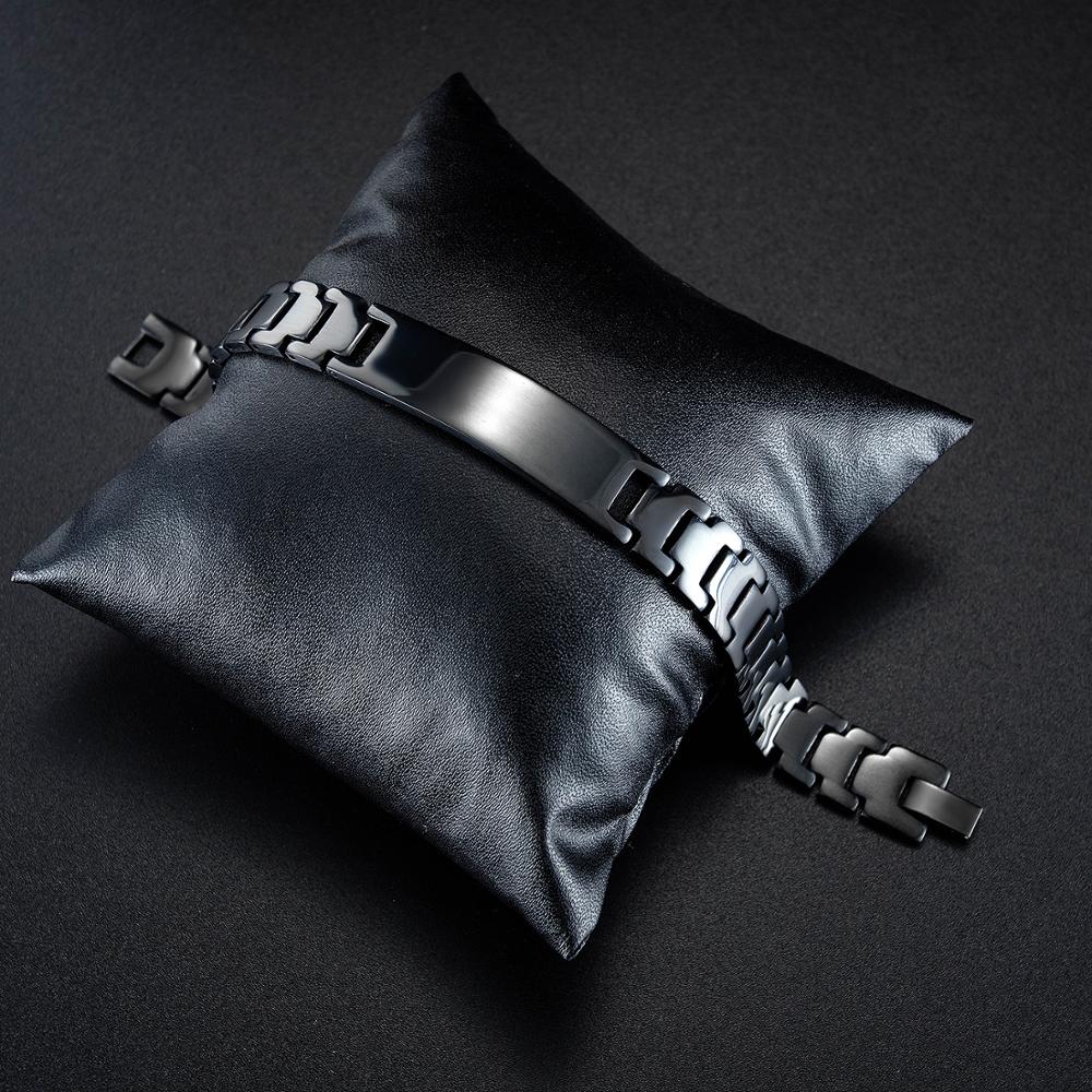 Black Engravable Stainless Steel Bracelet for Men (OLD TEMPLATE)-Personalised Bracelet-Auswara