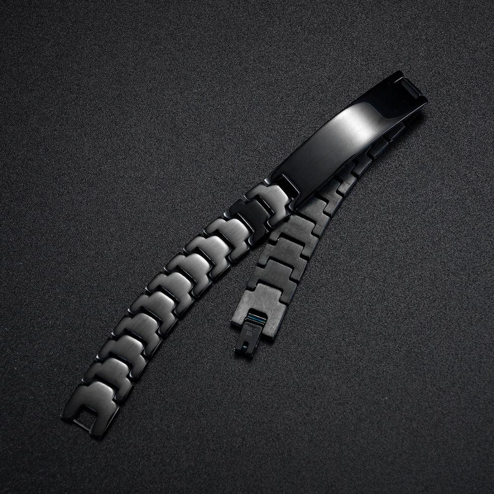 Black Engravable Stainless Steel Bracelet for Men (OLD TEMPLATE)-Personalised Bracelet-Auswara