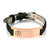 Black Leather Medical Alert ID Bracelet with Rose Gold Bar-Medical ID Bracelet-Auswara