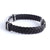Black Leather Medical ID Bracelet with Silver Bar-Medical ID Bracelet-Auswara