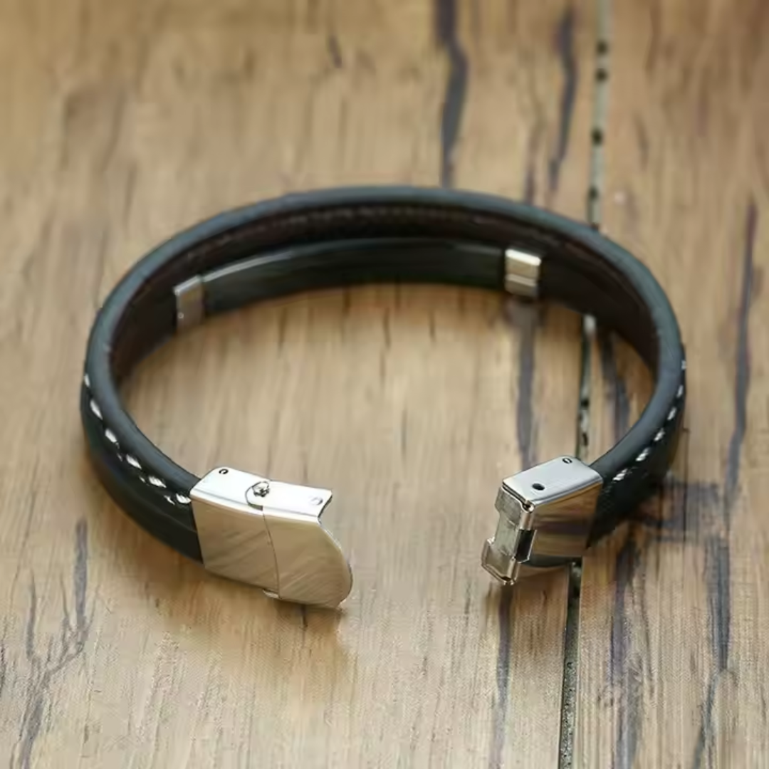 Black Leather with Engraved Bar