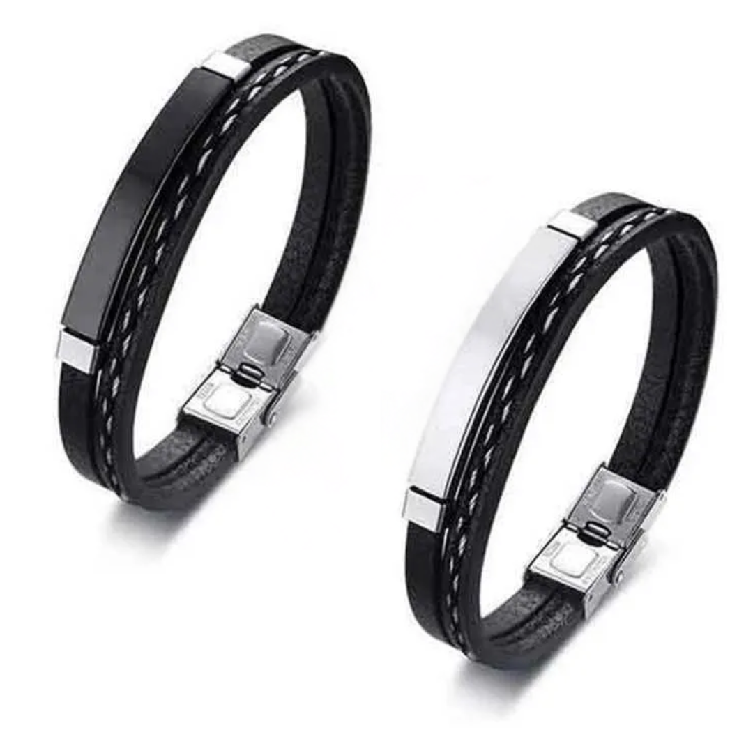 Black Leather with Engraved Bar