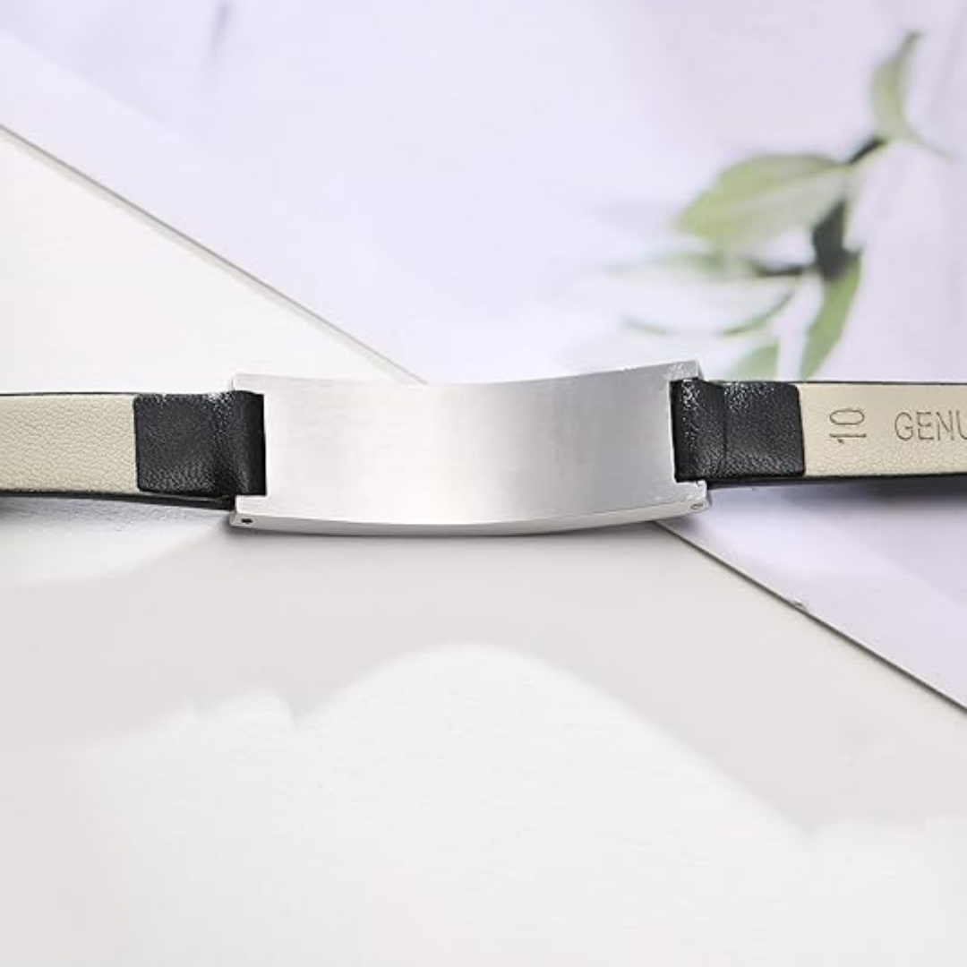 Black LifeStripe Leather with Silver Plate