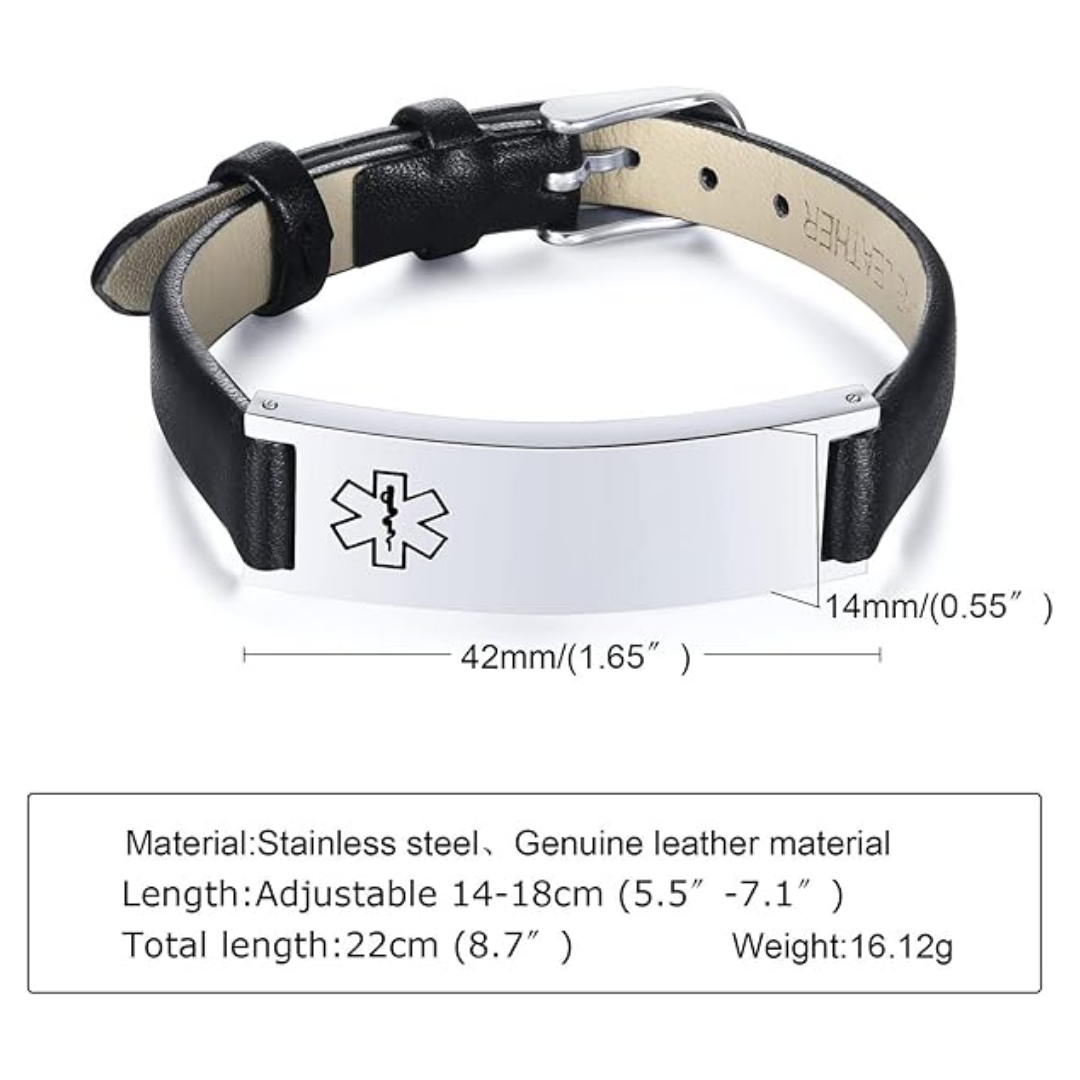 Black LifeStripe Leather with Silver Plate