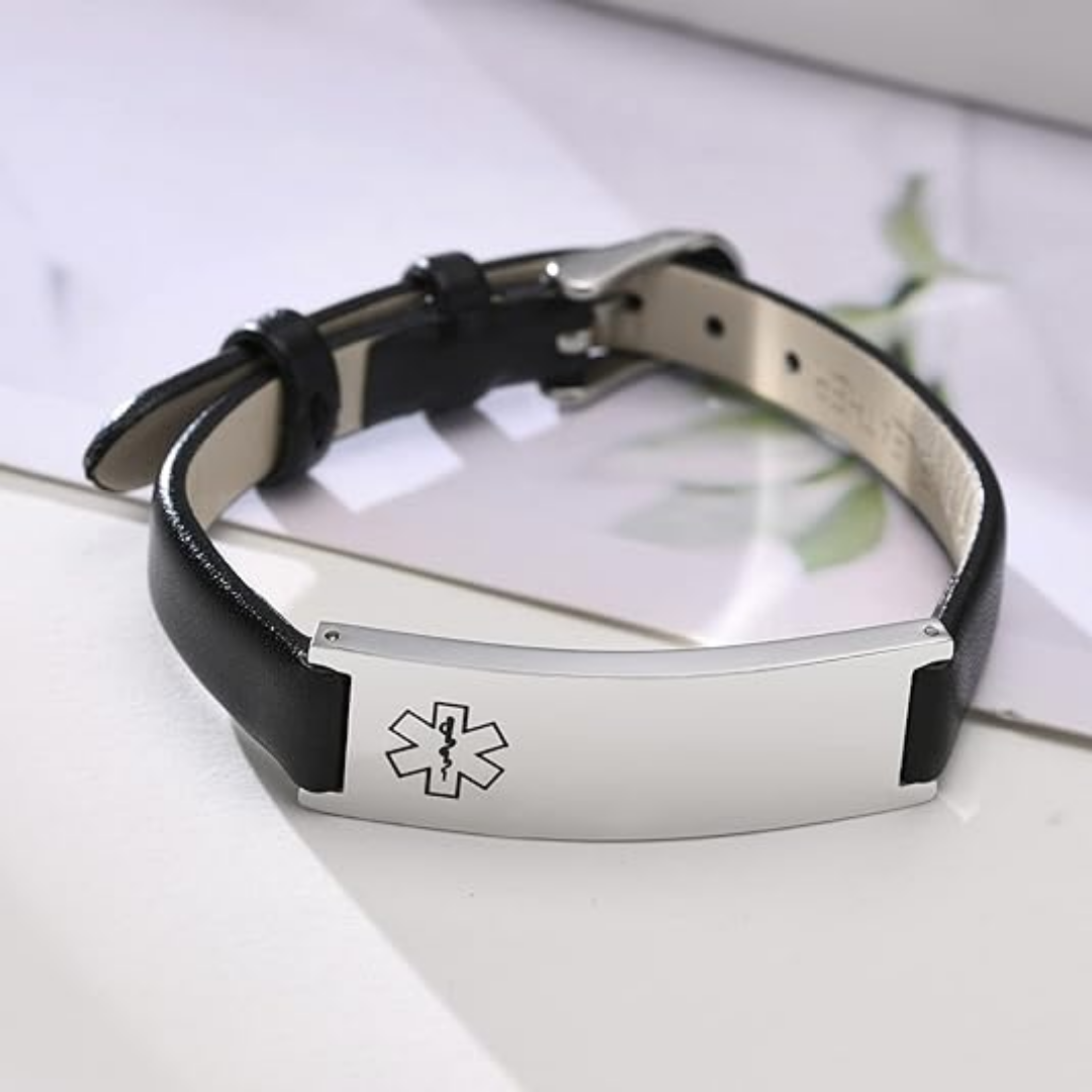 Black LifeStripe Leather with Silver Plate