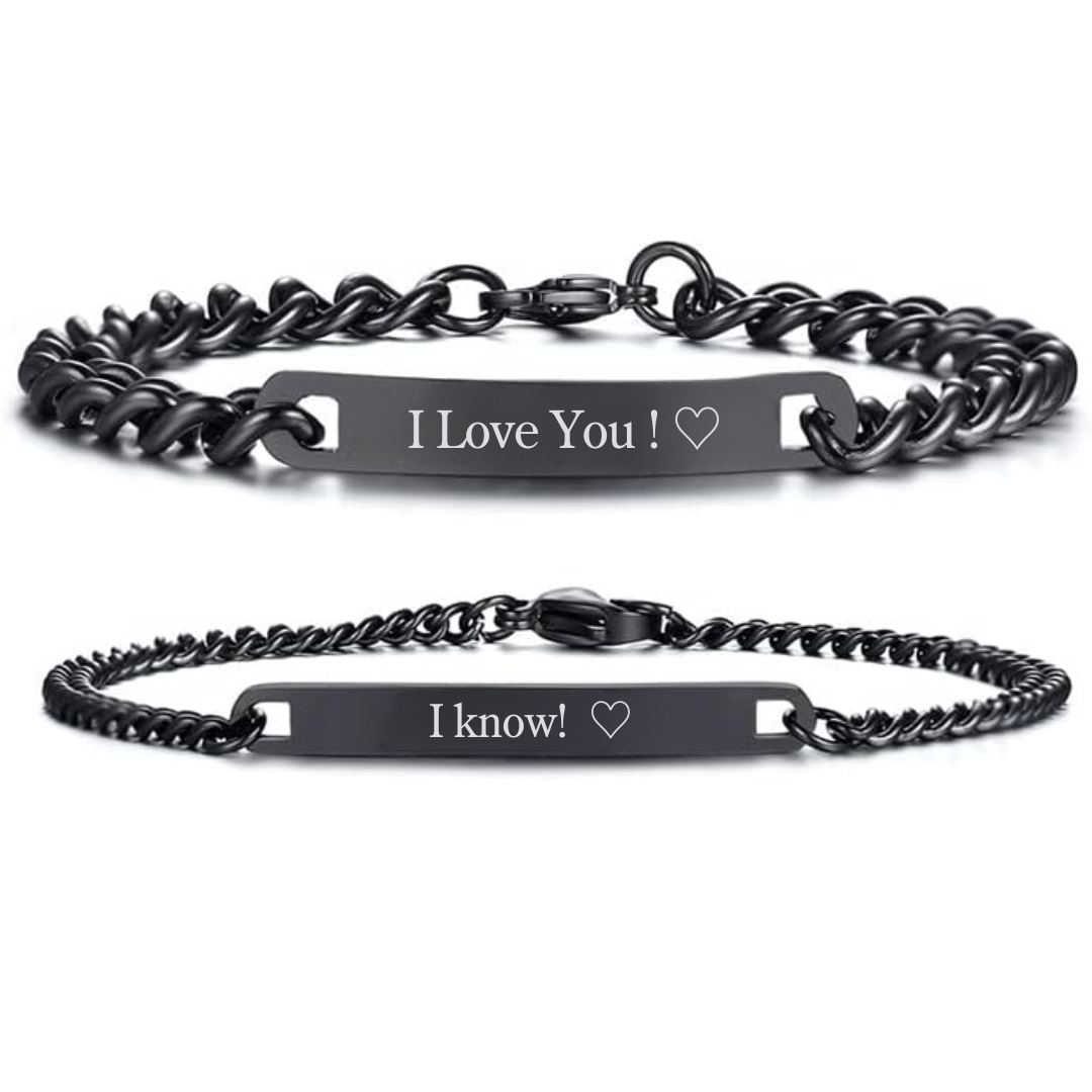 Black Link Bond – Personalised Couple Bracelet