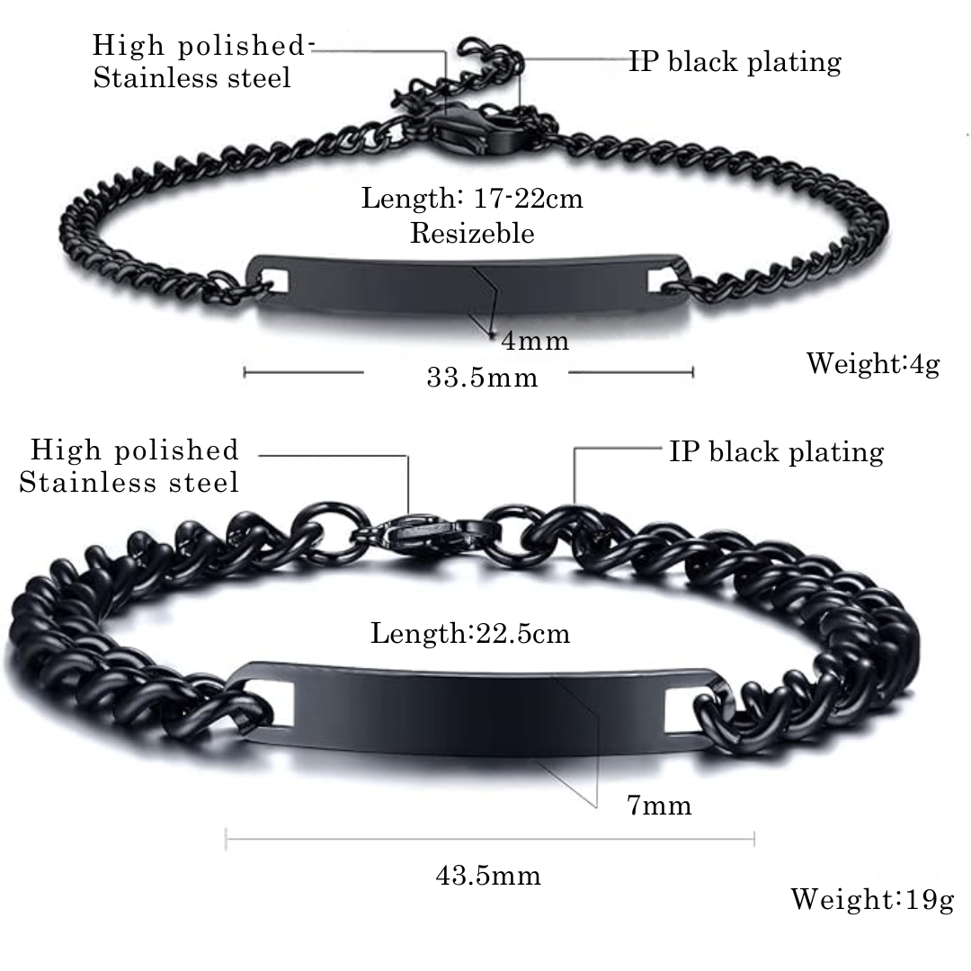 Black Link Bond – Personalised Couple Bracelet