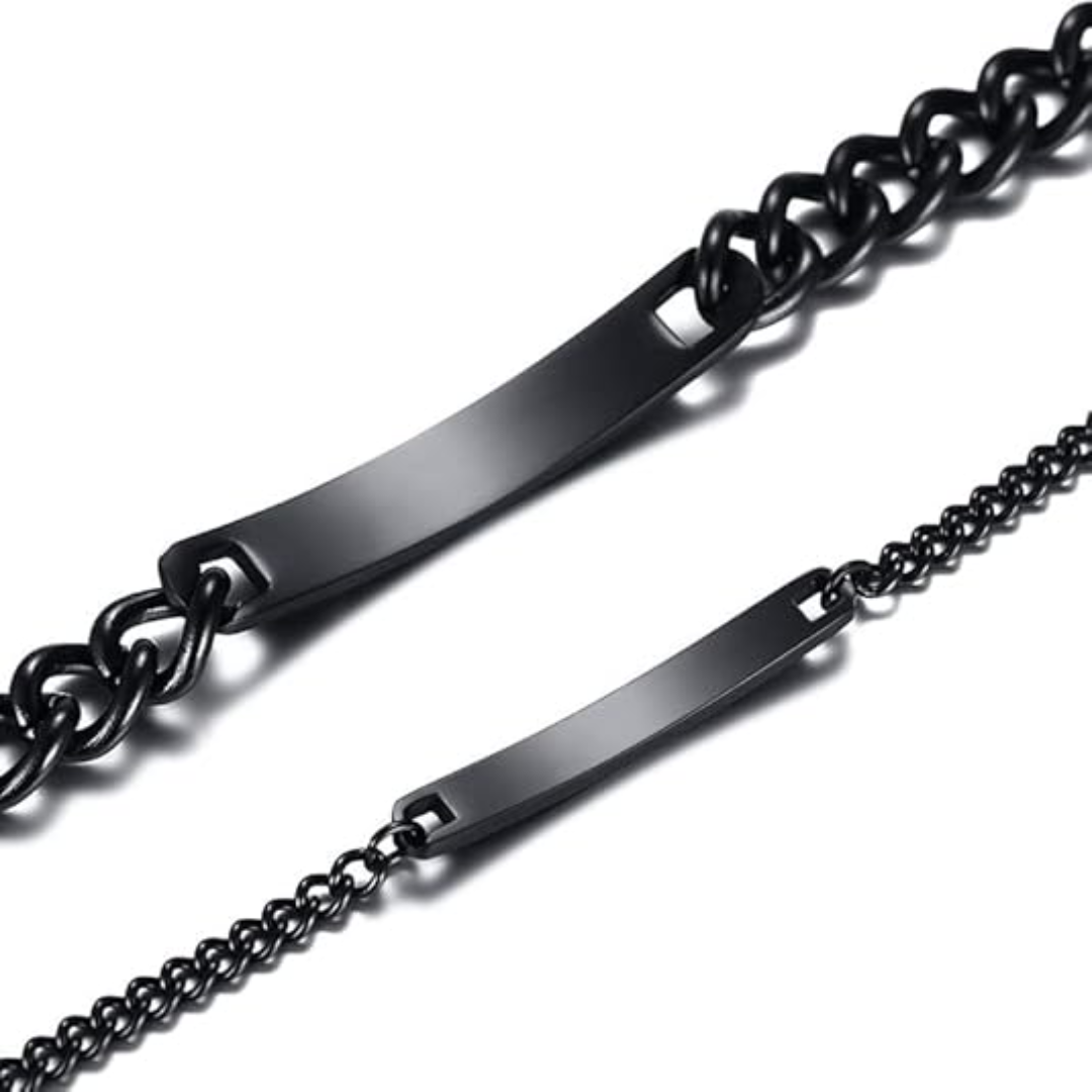 Black Link Bond – Personalised Couple Bracelet