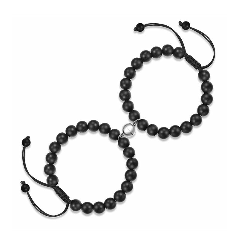 Black Magnetic Couples Bead Bracelets-Couple Bracelet-Auswara