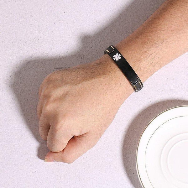 Black Medical Alert Bracelet Auswara