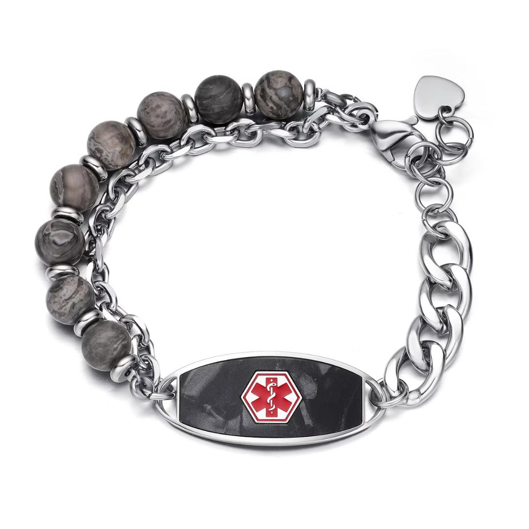 Black Monaco Women Medical ID Bracelet-Medical ID Bracelet-Auswara