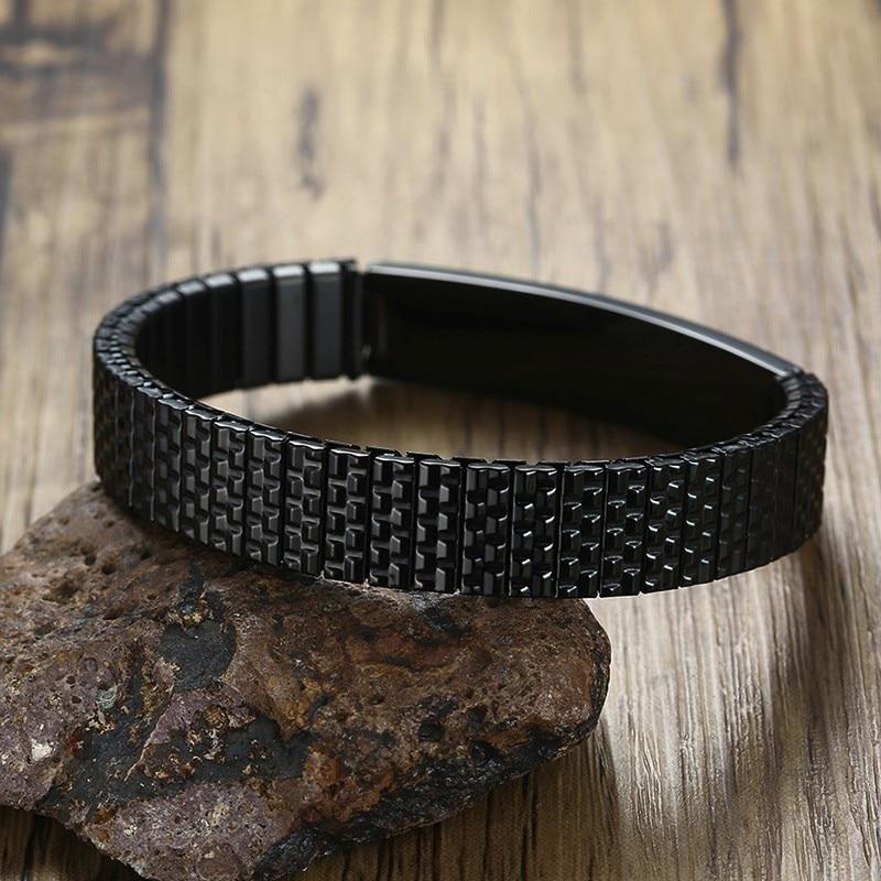 Black Plated Stainless Steel Medical Alert ID Stretchable Bracelet-Medical ID Bracelet-Auswara