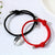 Black & Red Rope Magnetic Heart Couples Bracelet Set-Couple Bracelet-Auswara