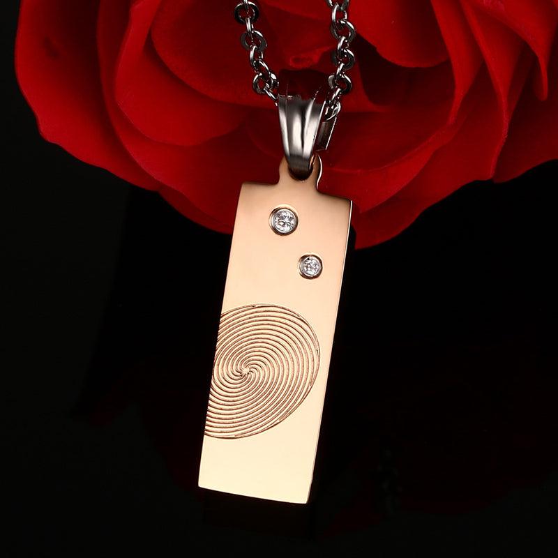 Black & Rose Gold Fingerprint Couples Chain Necklace-Couples Necklace-Auswara