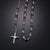 Black & Silver Coloured Beads with Cross Pendant Necklace-Cross Necklace-Auswara