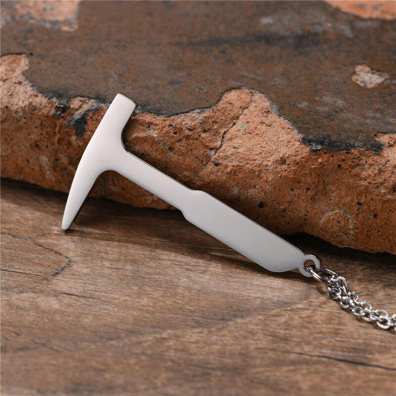 Black & Silver Hammer Pendant Necklace-Personalised Necklace-Auswara