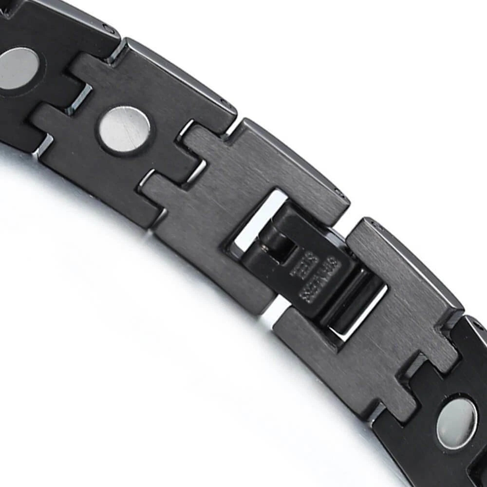Black Stainless Steel Medical Alert ID Bracelet for Men