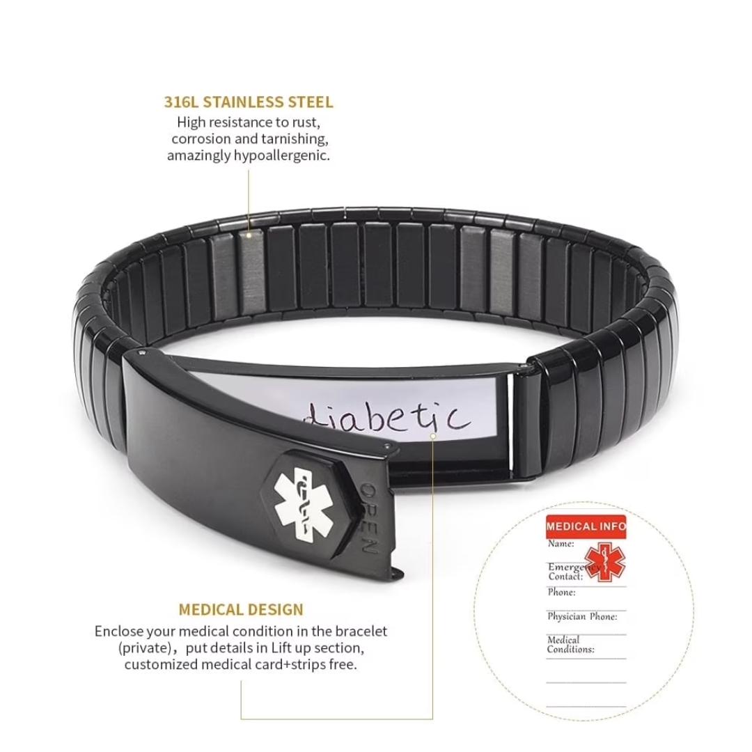 Black Vault Medical ID Bracelet-Medical ID Bracelet-Auswara