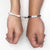 Black & White Personalised Engraved Magnetic Couple Bracelet Set with Silver Bar-Couple Bracelet-Auswara