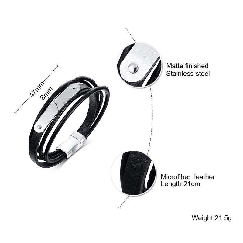 Black leather bracelet with engravable silver bar (OLD TEMPLATE)-Personalised Bracelet-Auswara