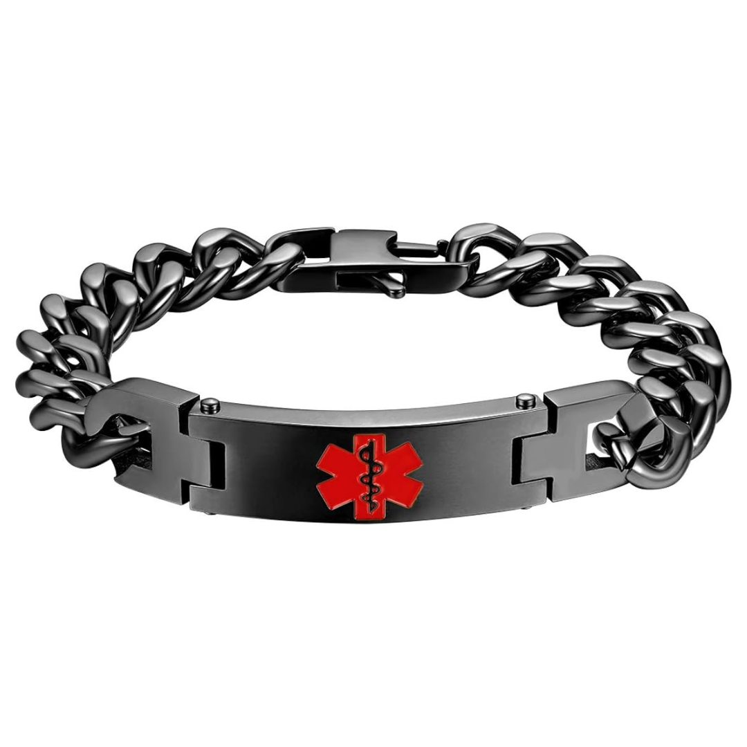 Unisex Stainless Steel Medical Alert Bracelet with Engraving