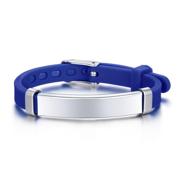 Blue Engravable Silicone ID Bracelet for Kids-Identification Bracelet-Auswara