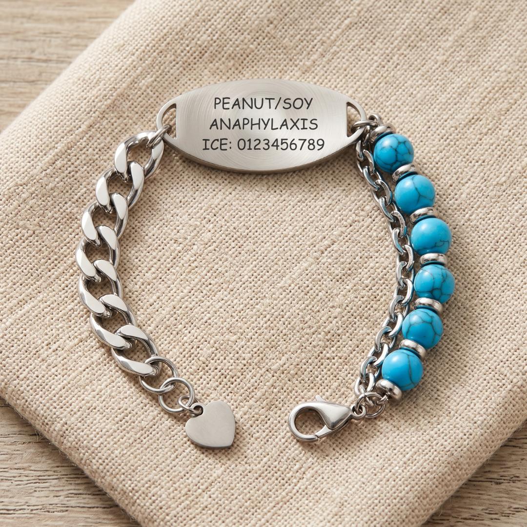 Blue Monaco Women Medical ID Bracelet-Medical ID Bracelet-Auswara