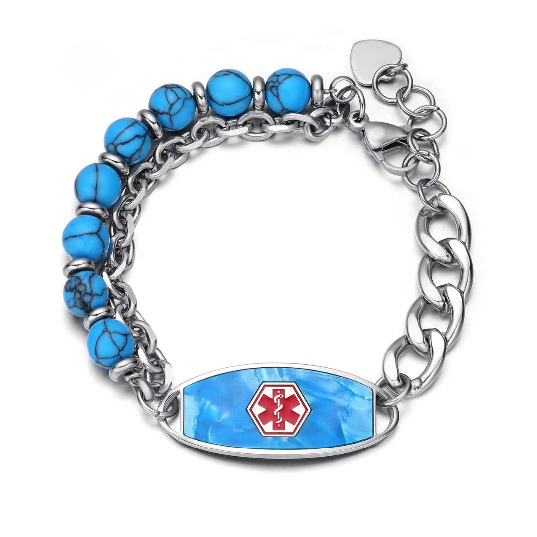 Blue Monaco Women Medical ID Bracelet-Medical ID Bracelet-Auswara