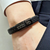 Classic Black Leather Bracelet With Black Clasp-Personalised Bracelet-Auswara