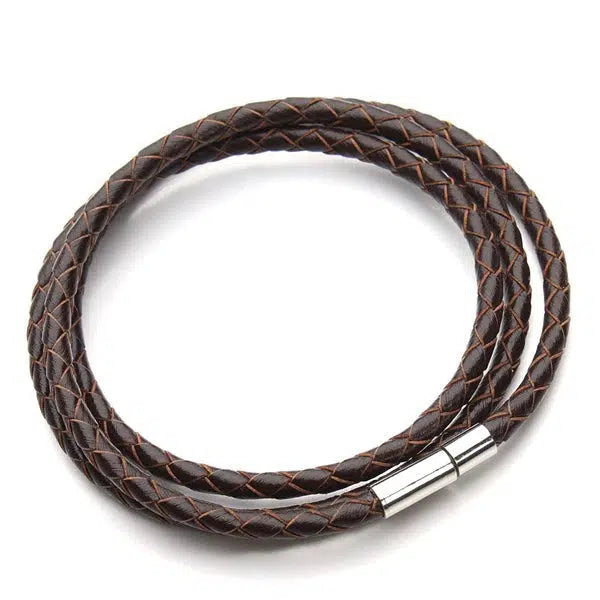 Braided Leather Bracelet with Customised Beads-Personalised Bracelet-Auswara