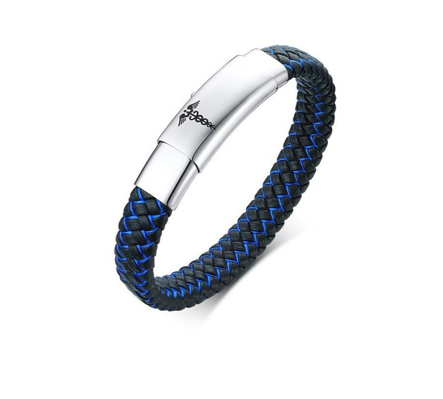 Braided Leather Medical Alert ID Bracelet for Men-Medical ID Bracelet-Auswara