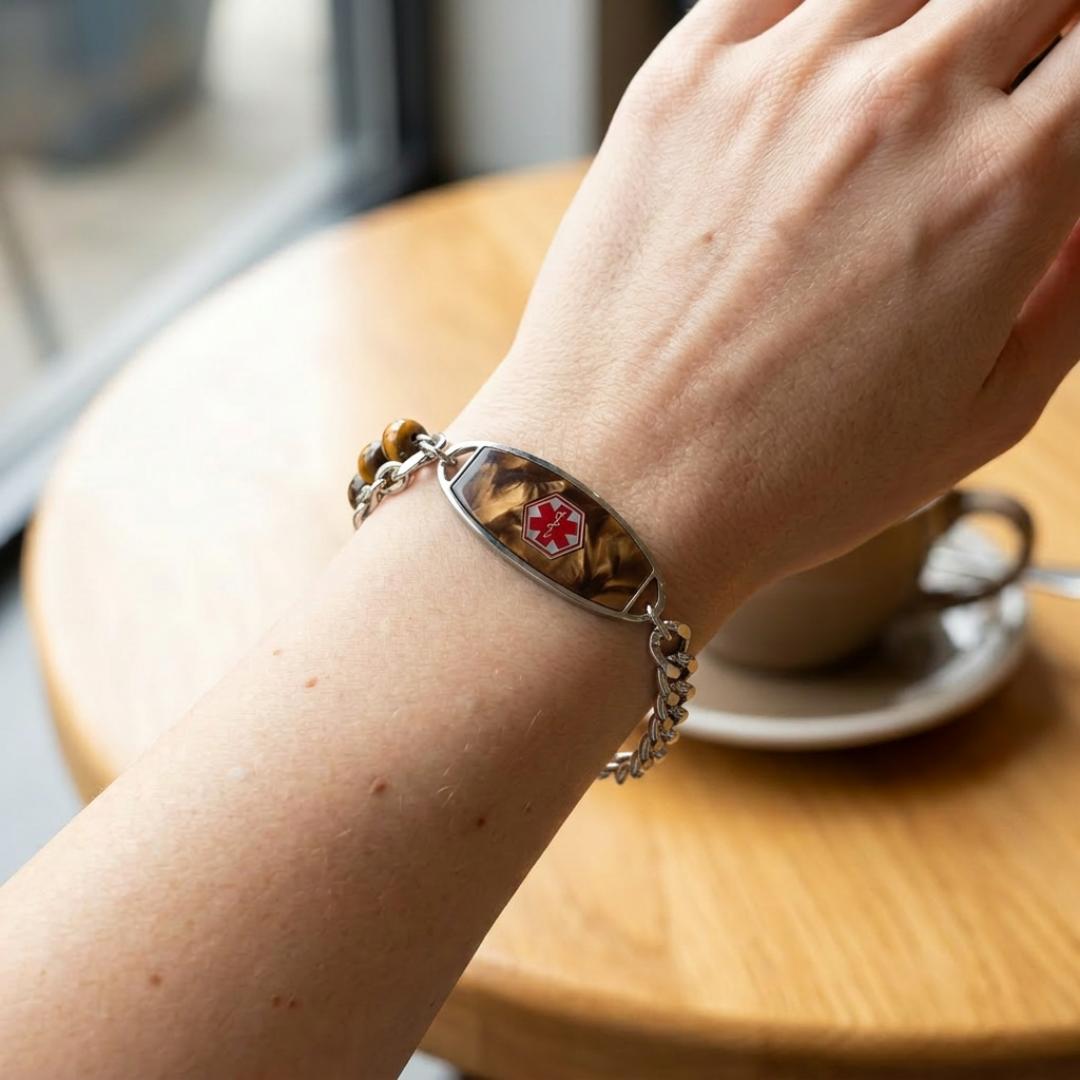 Brown Monaco Women Medical ID Bracelet-Medical ID Bracelet-Auswara