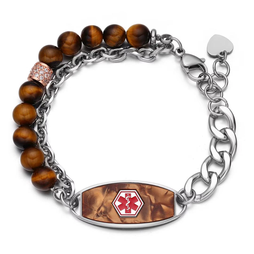 Brown Monaco Women Medical ID Bracelet-Medical ID Bracelet-Auswara
