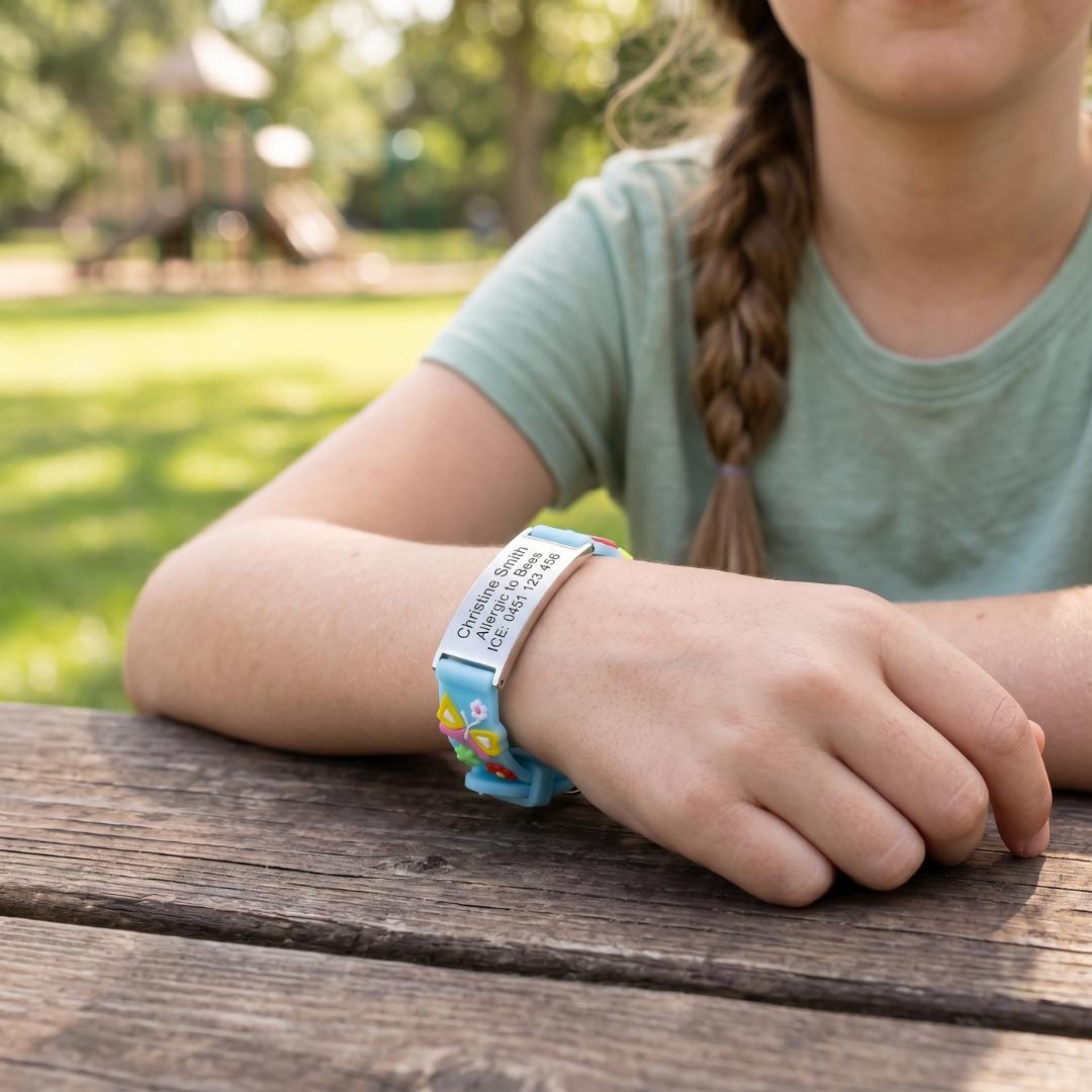 Butterfly Blue Silicone Kids Medical Alert Bracelet-Kids Medical Alert Bracelet-Auswara