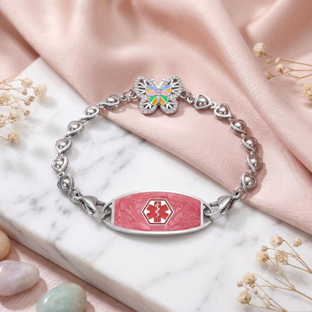 Butterfly Grace Women Medical ID Bracelet-Medical ID Bracelet-Auswara
