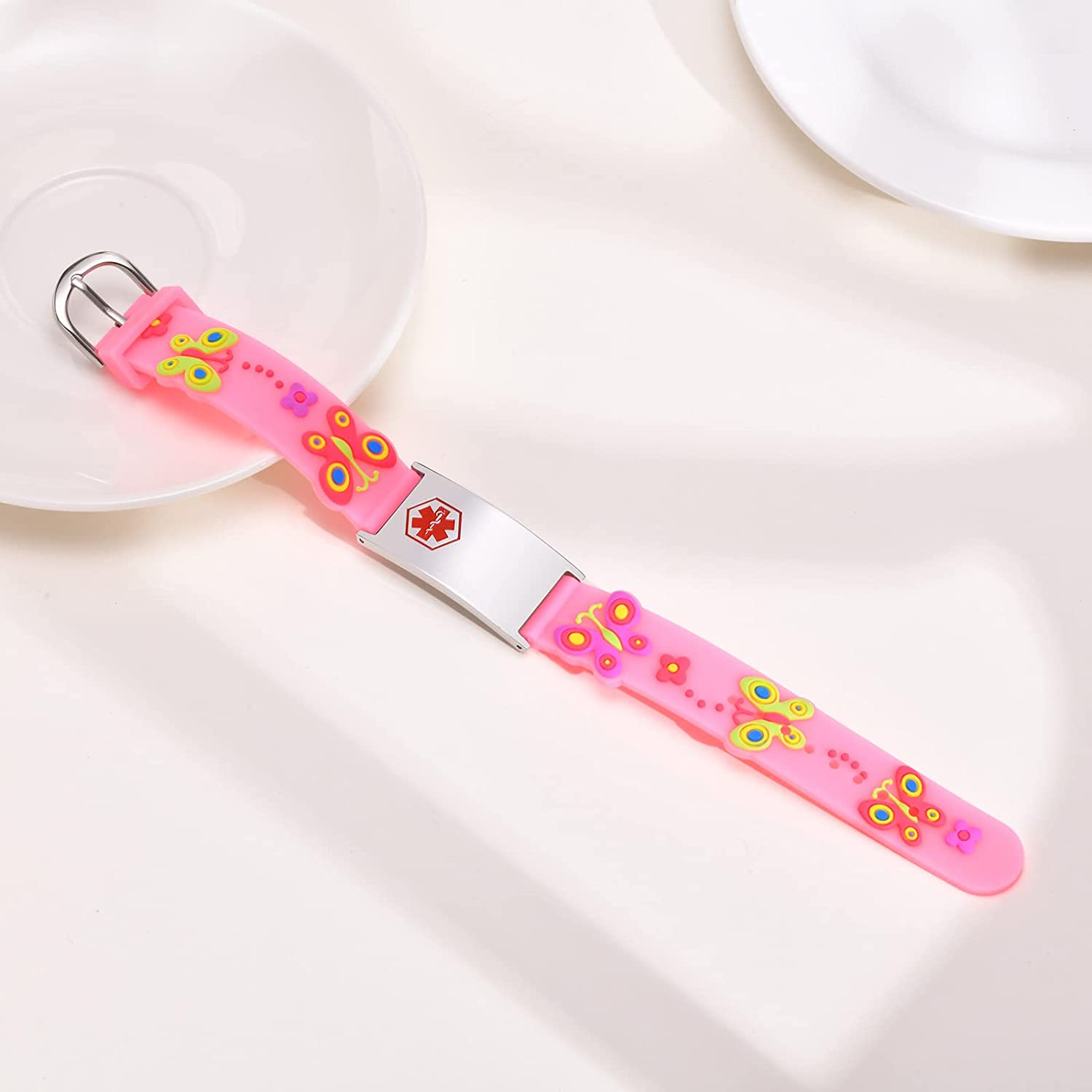 Butterfly Pink Silicone Kids Medical Alert Bracelet-Kids Medical Alert Bracelet-Auswara