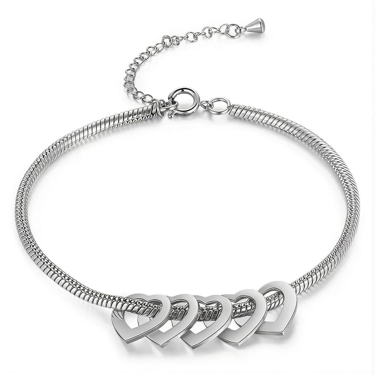 Celestine Heart Bracelet | Engraved Family Name Bracelet-Personalised Bracelet-Auswara