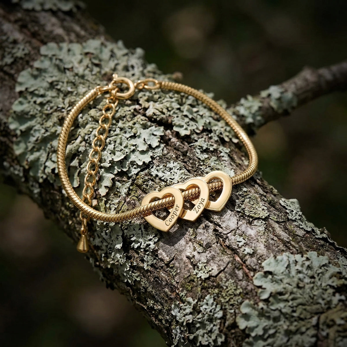 Celestine Heart Bracelet | Engraved Family Name Bracelet-Personalised Bracelet-Auswara