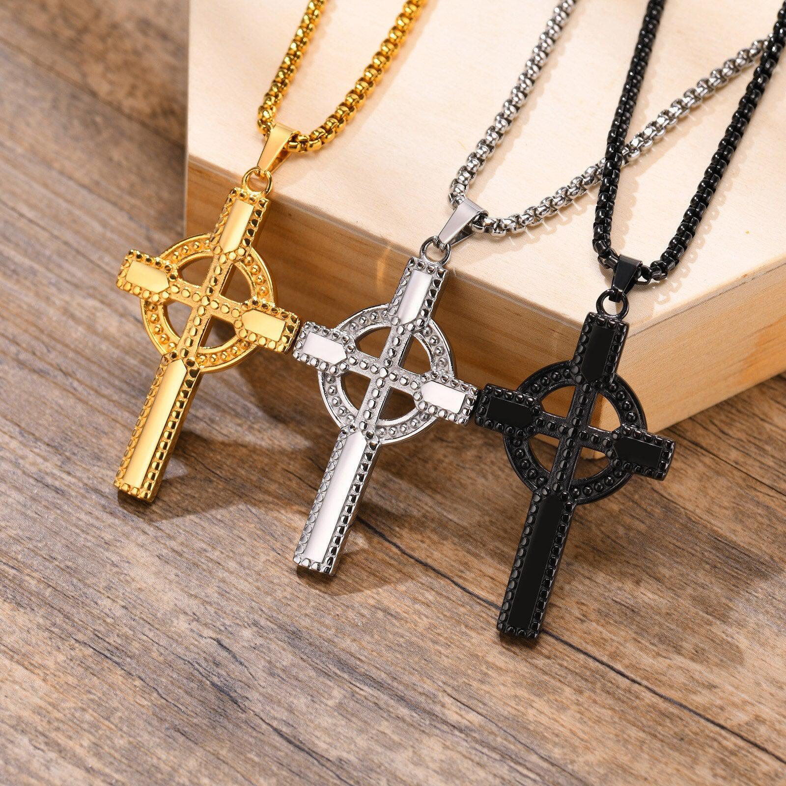Celtic Cross Chain Necklace-Cross Necklace-Auswara