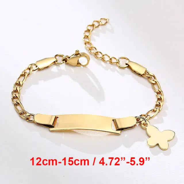 Children’s Gold Colour ID Bracelet with Butterfly Charm