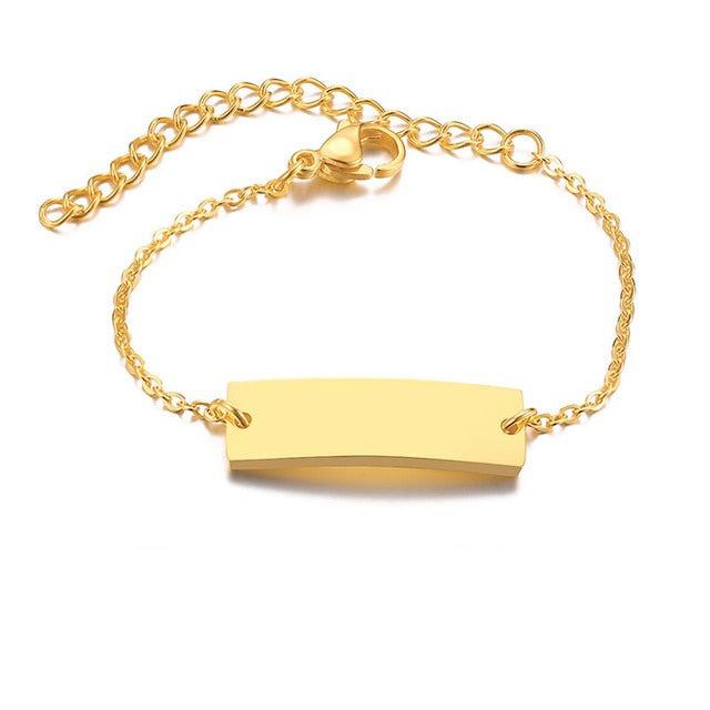 Children’s Personalised Bar Engraved Bracelet - Gold Colour-Kids Bracelet-Auswara