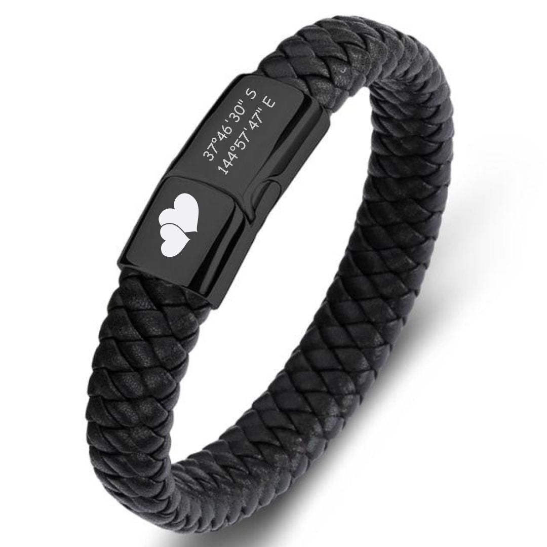 Classic Black Leather Bracelet With Black Clasp