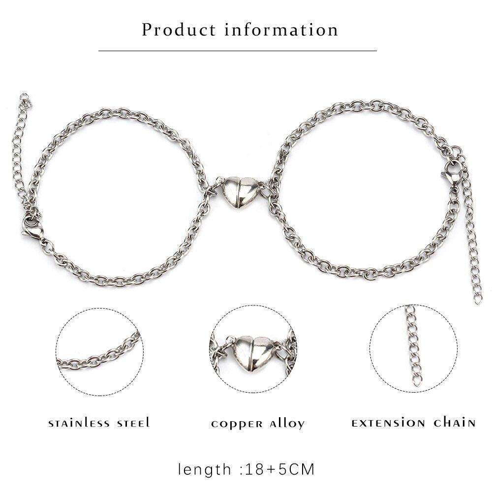 Couples Magnetic Heart Charm Bracelets-Couple Bracelet-Auswara