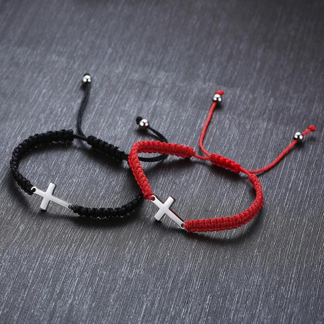 Couples Matching Cross Rope Christian Bracelet-Cross Bracelet-Auswara