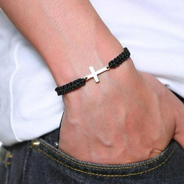 Couples Matching Cross Rope Christian Bracelet-Cross Bracelet-Auswara