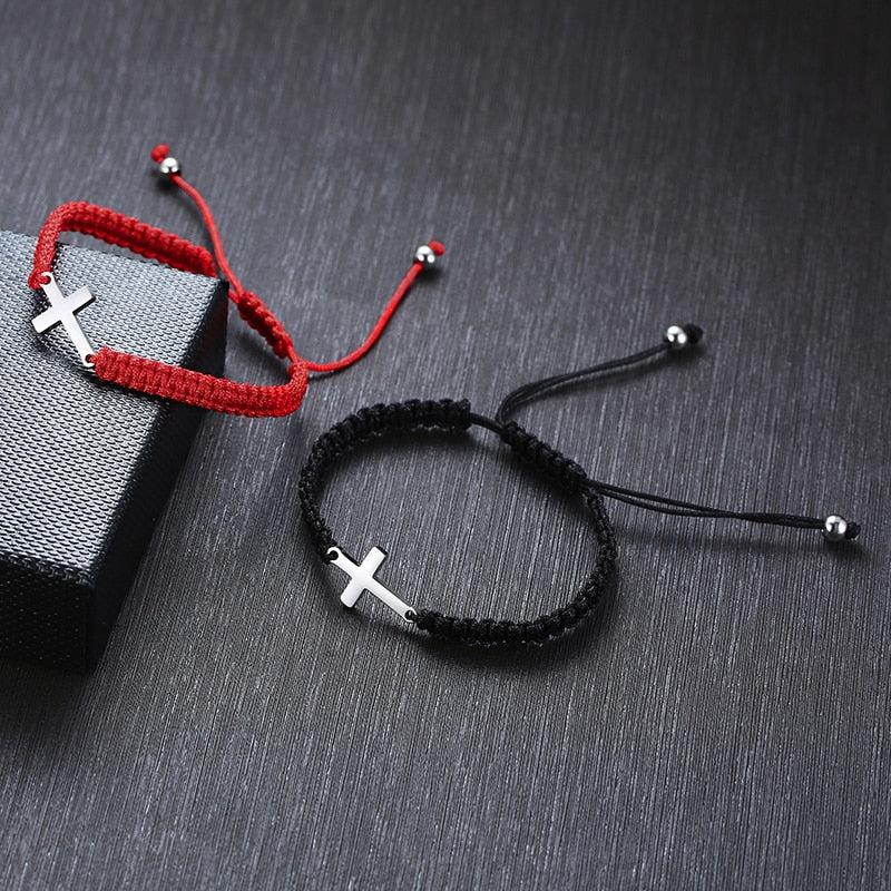 Couples Matching Cross Rope Christian Bracelet-Cross Bracelet-Auswara