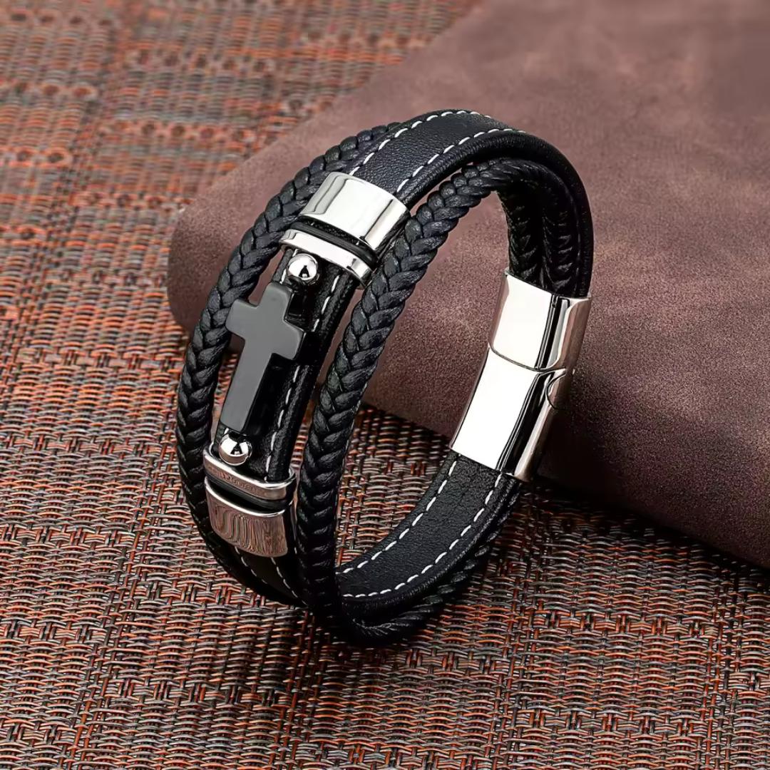 CrossPath Custom Leather Bracelet-Personalised Bracelet-Auswara