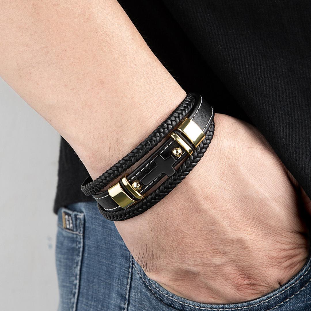 CrossPath Custom Leather Bracelet-Personalised Bracelet-Auswara